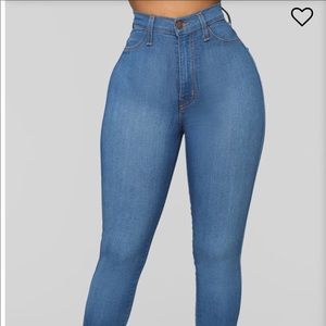 Classic high waisted skinny jeans - medium blue